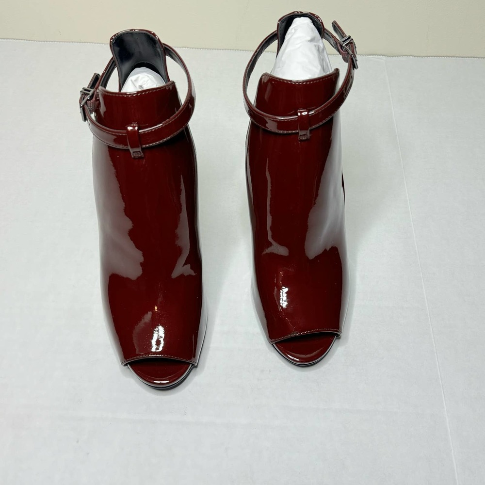 Michael Kors Burgundy Lawson Open Toe Leather Bootie NEW Size 10 - Picture 3 of 10